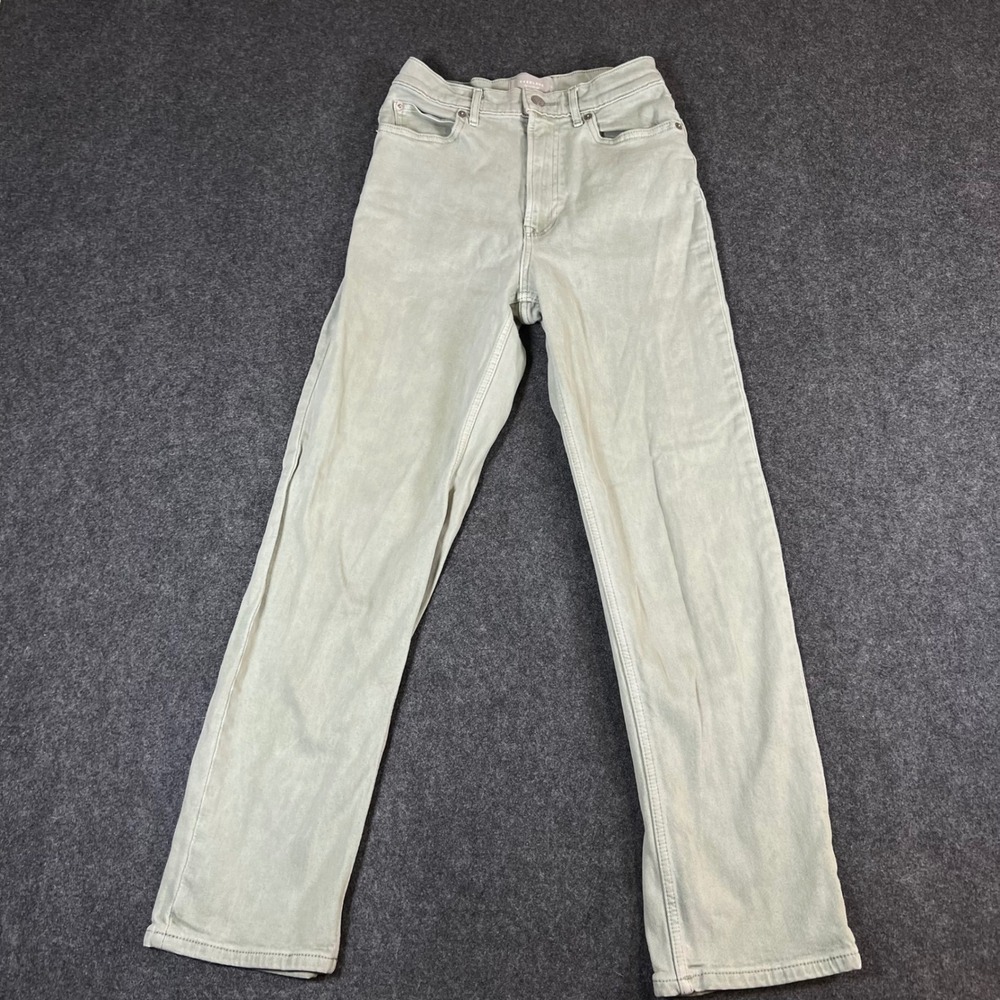 Everlane The Way High Jean Sage Green Organic Cotton Straight Leg Size 25 Tall